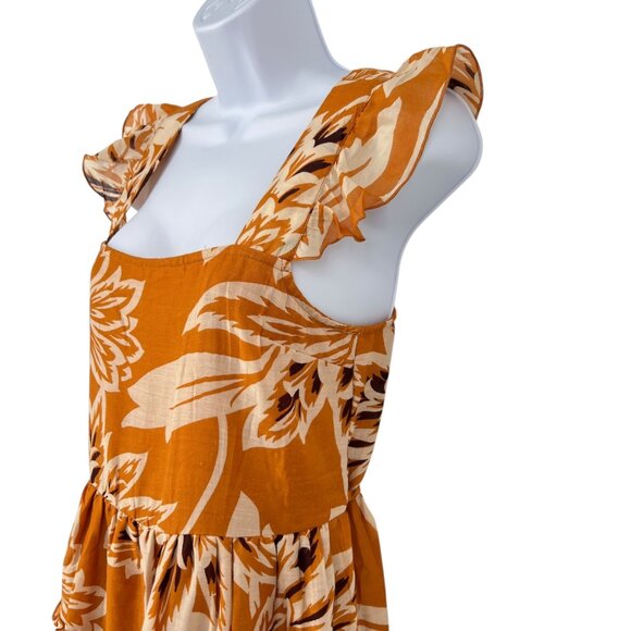 Band Of The Free Floral Tiered Ruffle Mini Dress Yellow Cream Size Small NWOT - Picture 3 of 12